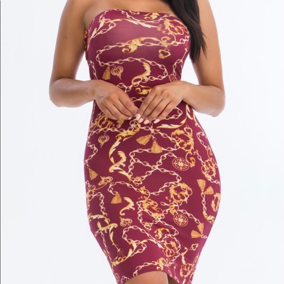 New Chain Print Criss Cross Back Dress - Picture 3 of 7